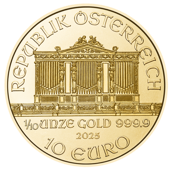 Austria 10 EUR Filharmonik Wiedeński złota moneta 1/10 oz - obrazek 2
